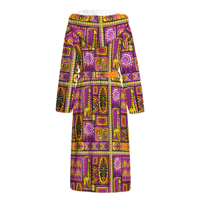 African Ethnic Tribal Inspired Print Hooded Bathrobe