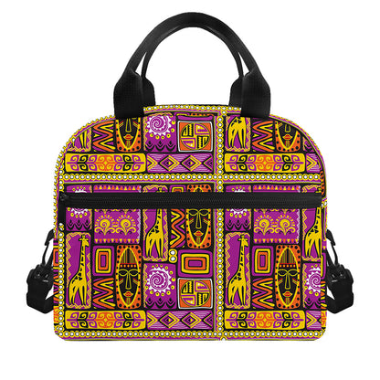 African Ethnic Tribal Inspired Print Insulated Lunch Bag