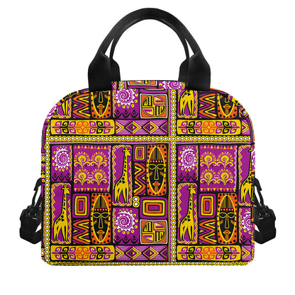 African Ethnic Tribal Inspired Print Insulated Lunch Bag