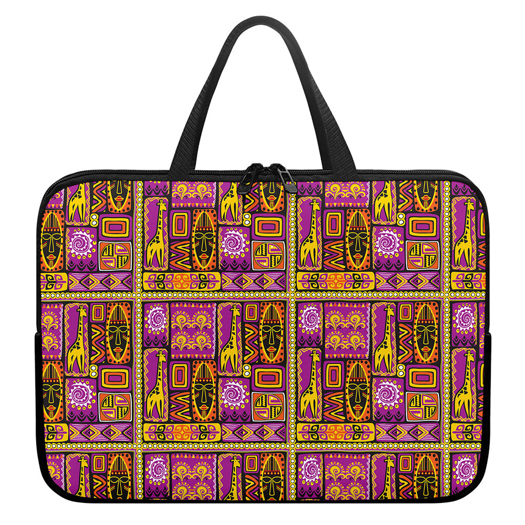 African Ethnic Tribal Inspired Print Laptop Sleeve With Handle