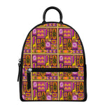African Ethnic Tribal Inspired Print Leather Backpack