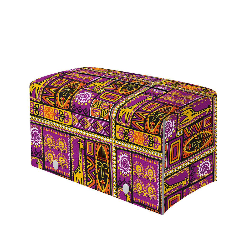 African Ethnic Tribal Inspired Print Leather Tissue Box Cover