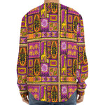 African Ethnic Tribal Inspired Print Long Sleeve Baseball Jersey