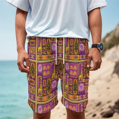 African Ethnic Tribal Inspired Print Men's Cargo Shorts