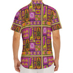 African Ethnic Tribal Inspired Print Men's Deep V-Neck Shirt