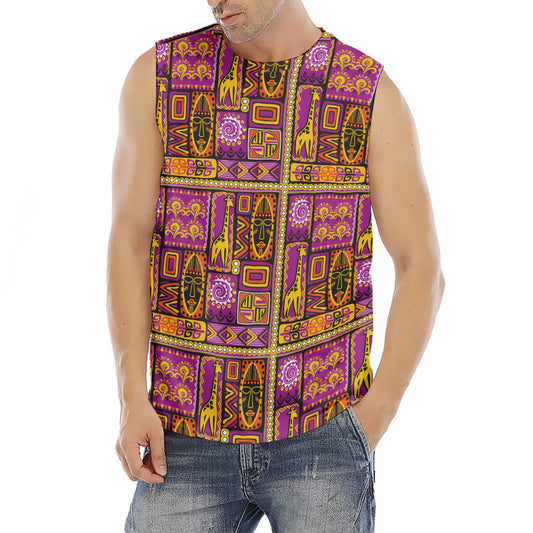 African Ethnic Tribal Inspired Print Men's Fitness Tank Top