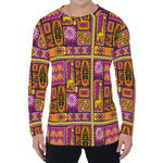 African Ethnic Tribal Inspired Print Men's Long Sleeve T-Shirt