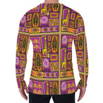 African Ethnic Tribal Inspired Print Men's Long Sleeve T-Shirt