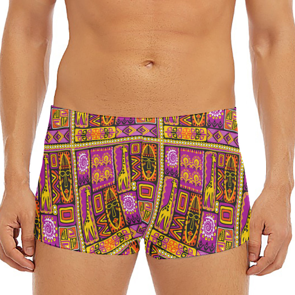 African Ethnic Tribal Inspired Print Men's Short Boxer Briefs