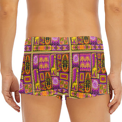 African Ethnic Tribal Inspired Print Men's Short Boxer Briefs