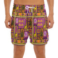 African Ethnic Tribal Inspired Print Men's Split Running Shorts