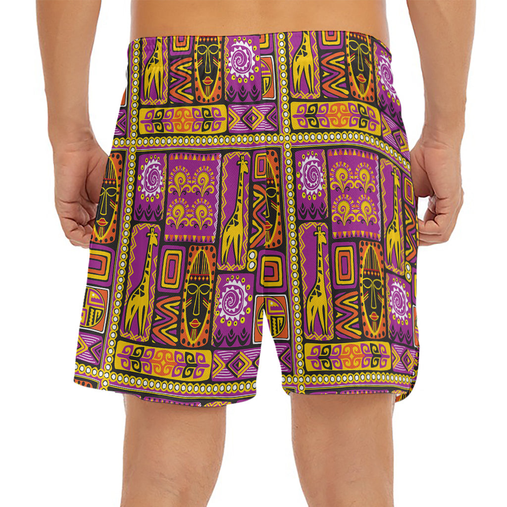 African Ethnic Tribal Inspired Print Men's Split Running Shorts