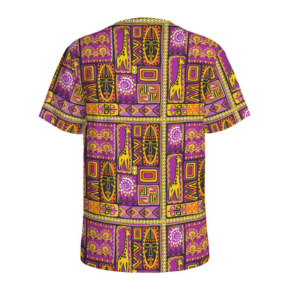 African Ethnic Tribal Inspired Print Men's Sports T-Shirt