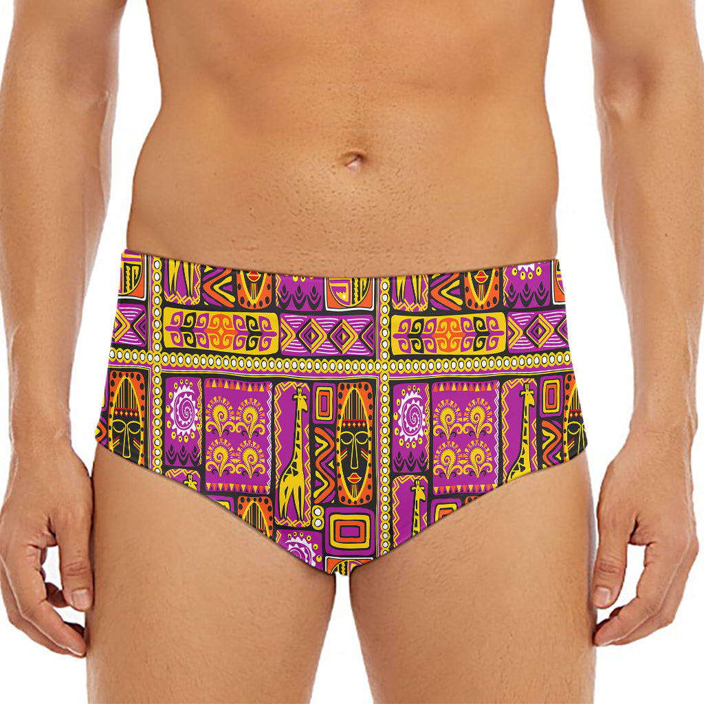 African Ethnic Tribal Inspired Print Men's Triangle Swim Briefs