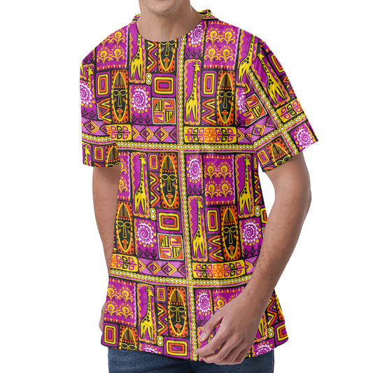 African Ethnic Tribal Inspired Print Men's Velvet T-Shirt