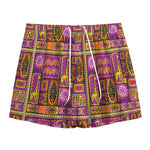 African Ethnic Tribal Inspired Print Mesh Shorts