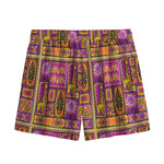 African Ethnic Tribal Inspired Print Mesh Shorts