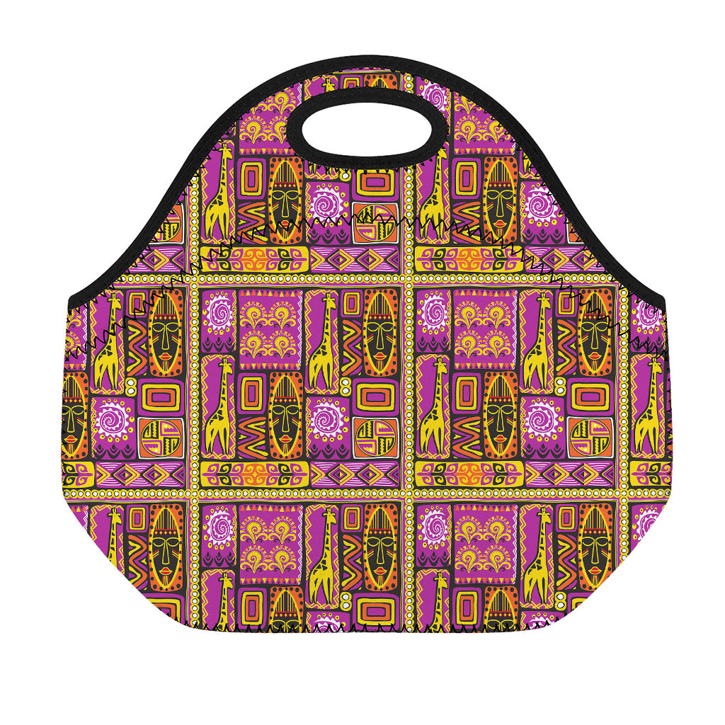African Ethnic Tribal Inspired Print Neoprene Lunch Bag