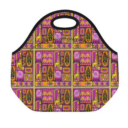 African Ethnic Tribal Inspired Print Neoprene Lunch Bag