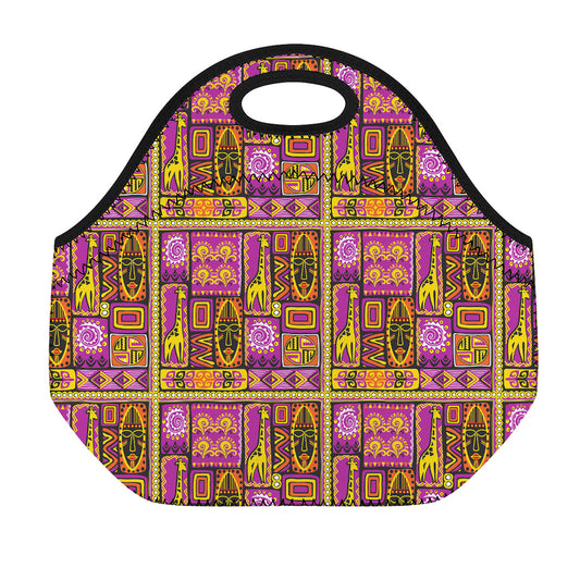 African Ethnic Tribal Inspired Print Neoprene Lunch Bag