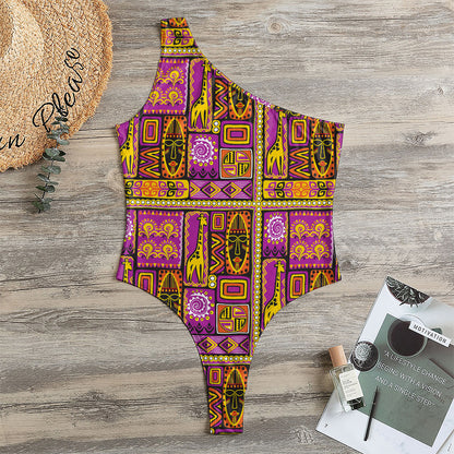 African Ethnic Tribal Inspired Print One Shoulder Bodysuit