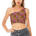 African Ethnic Tribal Inspired Print One Shoulder Crop Top