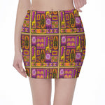 African Ethnic Tribal Inspired Print Pencil Mini Skirt