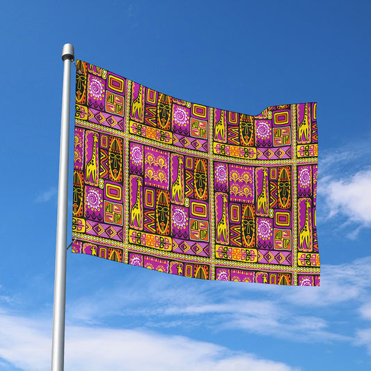 African Ethnic Tribal Inspired Print Polyester Flag