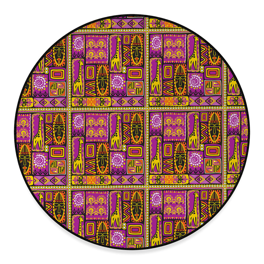 African Ethnic Tribal Inspired Print Round Floor Mat