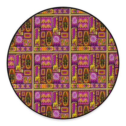 African Ethnic Tribal Inspired Print Round Floor Mat