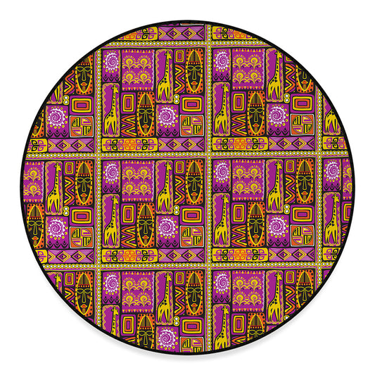 African Ethnic Tribal Inspired Print Round Floor Mat