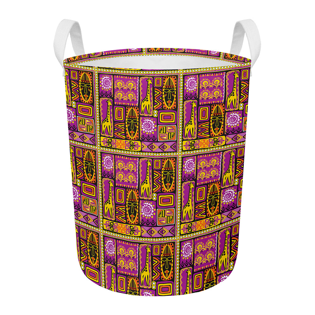 African Ethnic Tribal Inspired Print Round Laundry Basket