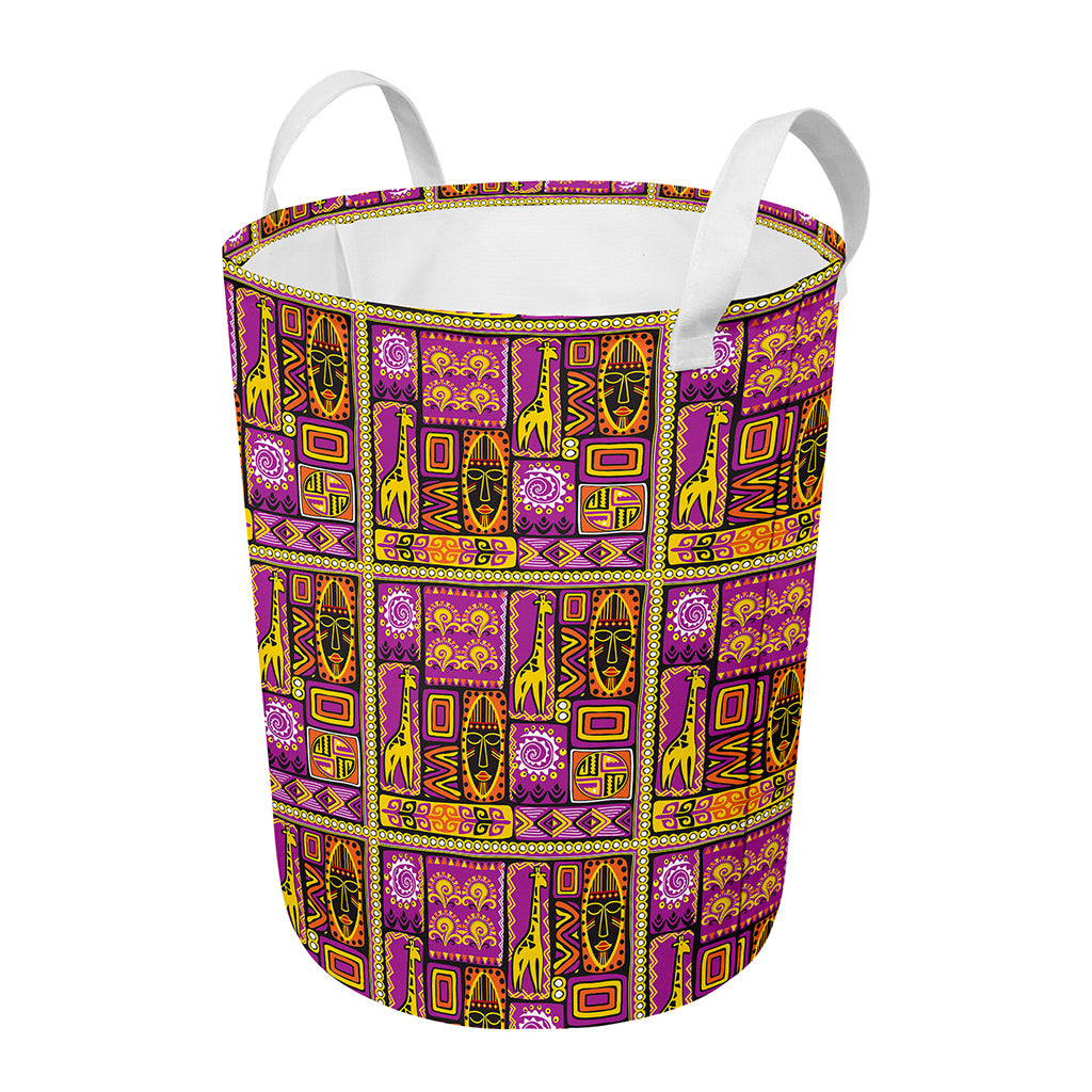African Ethnic Tribal Inspired Print Round Laundry Basket
