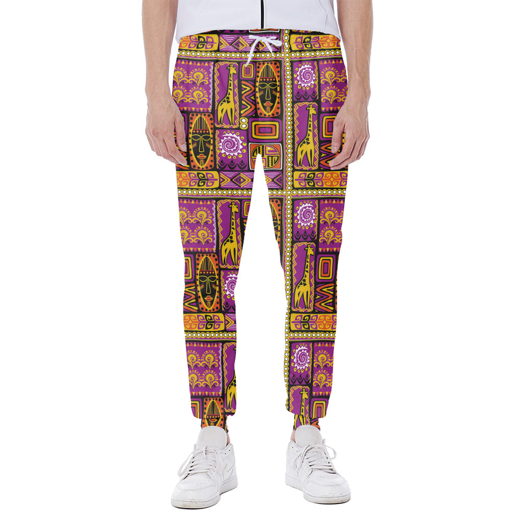 African Ethnic Tribal Inspired Print Scuba Joggers