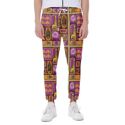 African Ethnic Tribal Inspired Print Scuba Joggers