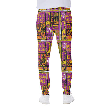African Ethnic Tribal Inspired Print Scuba Joggers