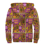 African Ethnic Tribal Inspired Print Sherpa Lined Zip Up Hoodie