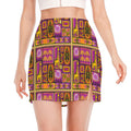 African Ethnic Tribal Inspired Print Side Slit Mini Skirt