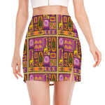 African Ethnic Tribal Inspired Print Side Slit Mini Skirt