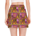 African Ethnic Tribal Inspired Print Side Slit Mini Skirt