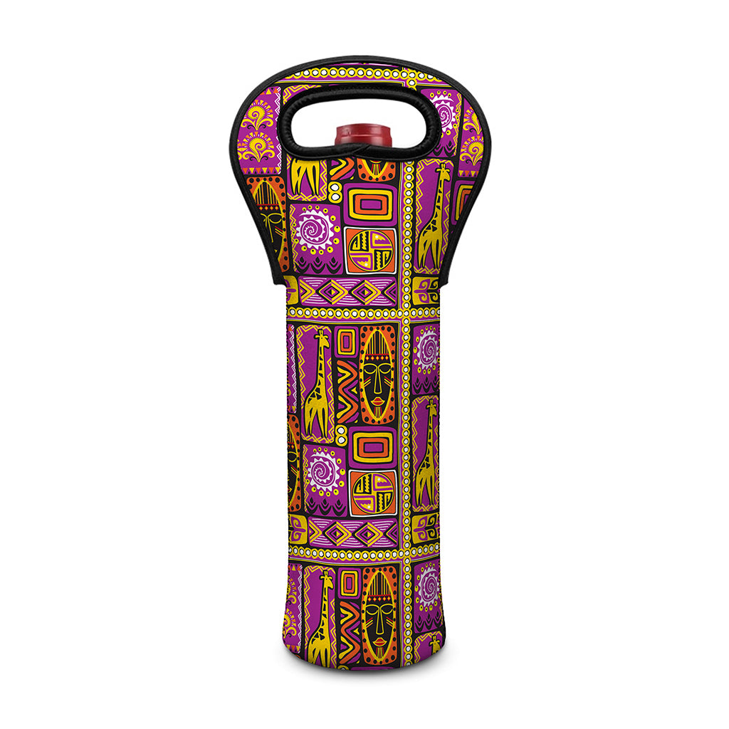 African Ethnic Tribal Inspired Print Single Neoprene Wine Tote