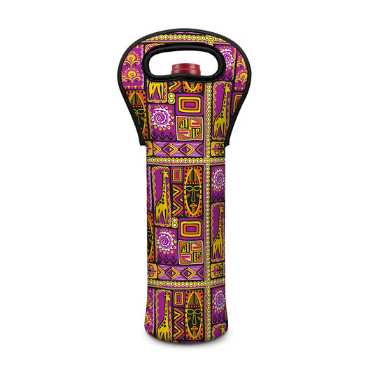 African Ethnic Tribal Inspired Print Single Neoprene Wine Tote