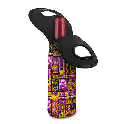 African Ethnic Tribal Inspired Print Single Neoprene Wine Tote
