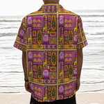 African Ethnic Tribal Inspired Print Textured Short Sleeve Shirt