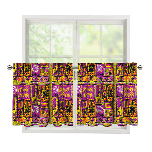 African Ethnic Tribal Inspired Print Tier Curtains