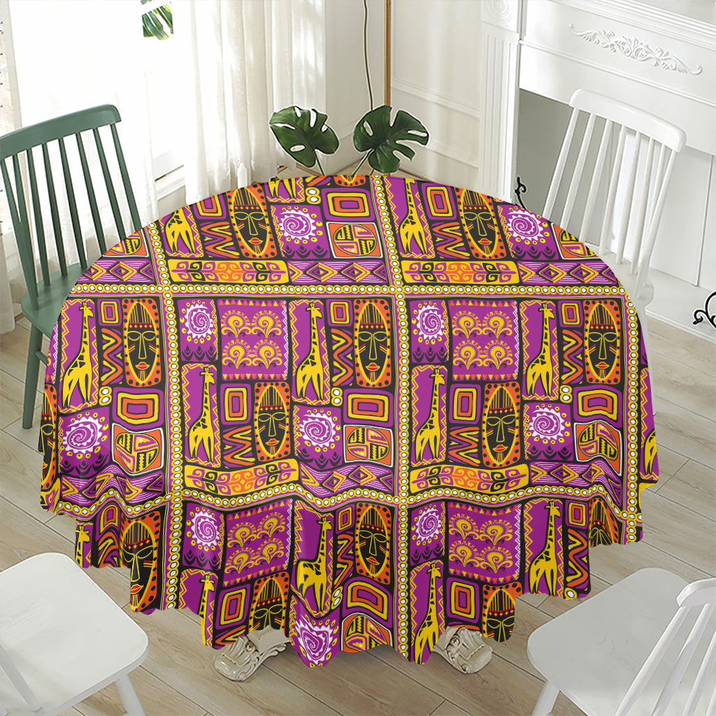 African Ethnic Tribal Inspired Print Waterproof Round Tablecloth