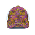 African Ethnic Tribal Inspired Print White Mesh Trucker Hat