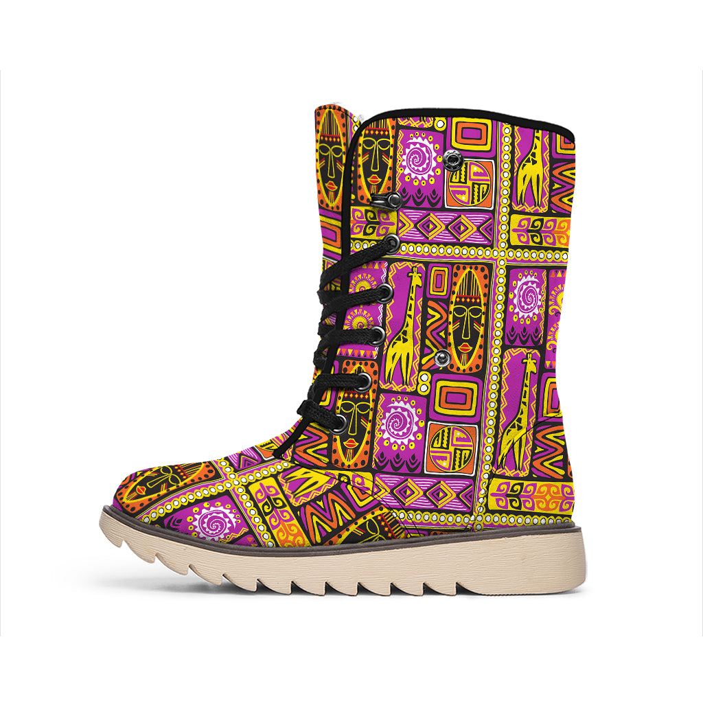 African Ethnic Tribal Inspired Print Winter Boots