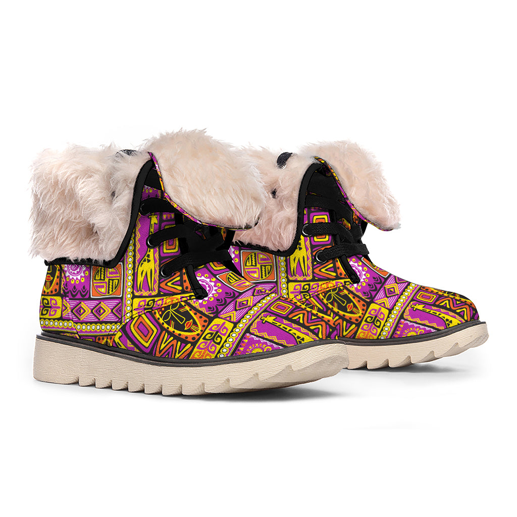 African Ethnic Tribal Inspired Print Winter Boots