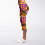 African Ethnic Tribal Inspired Print Women's Capri Leggings